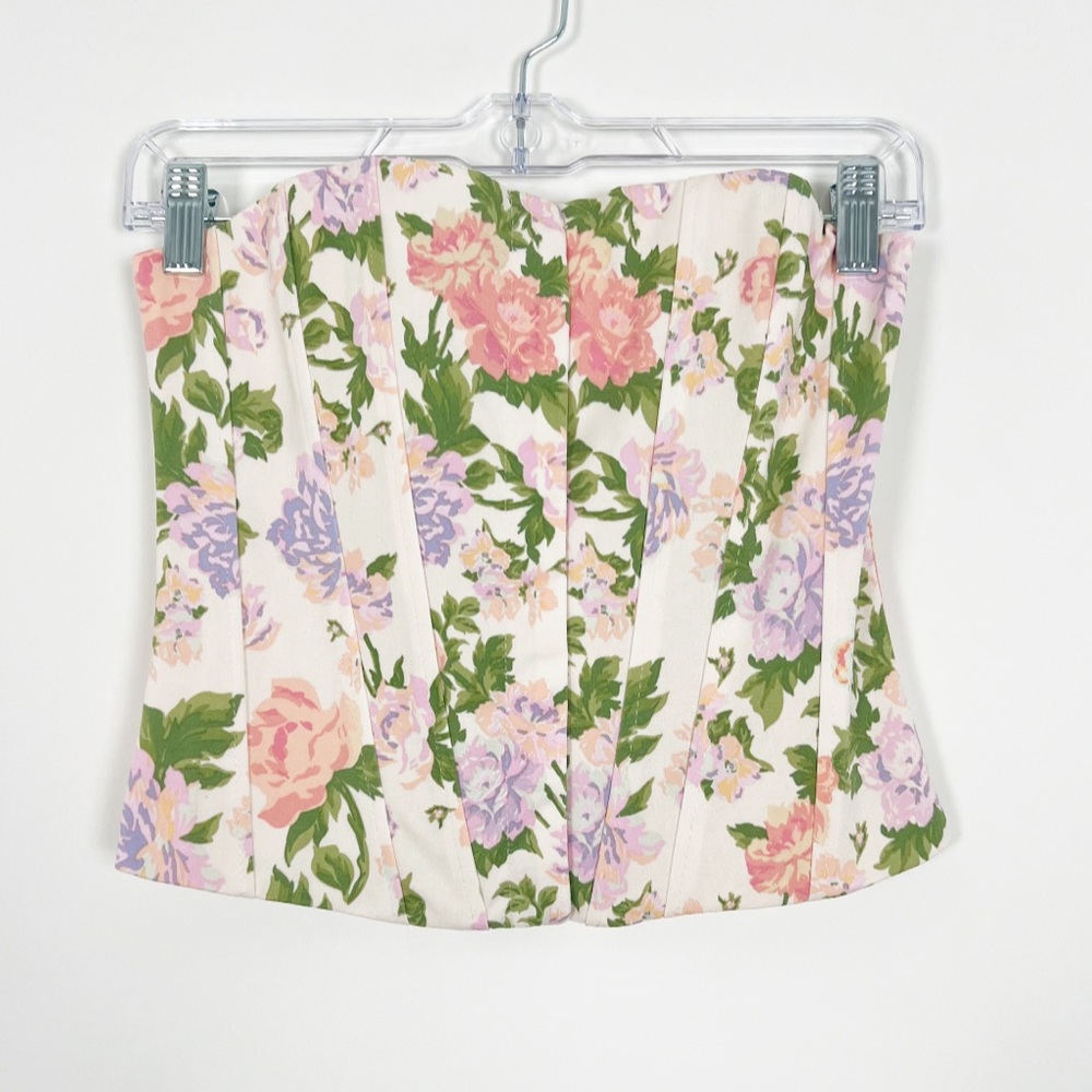 Zara Floral Corset Bustier Top Size XS